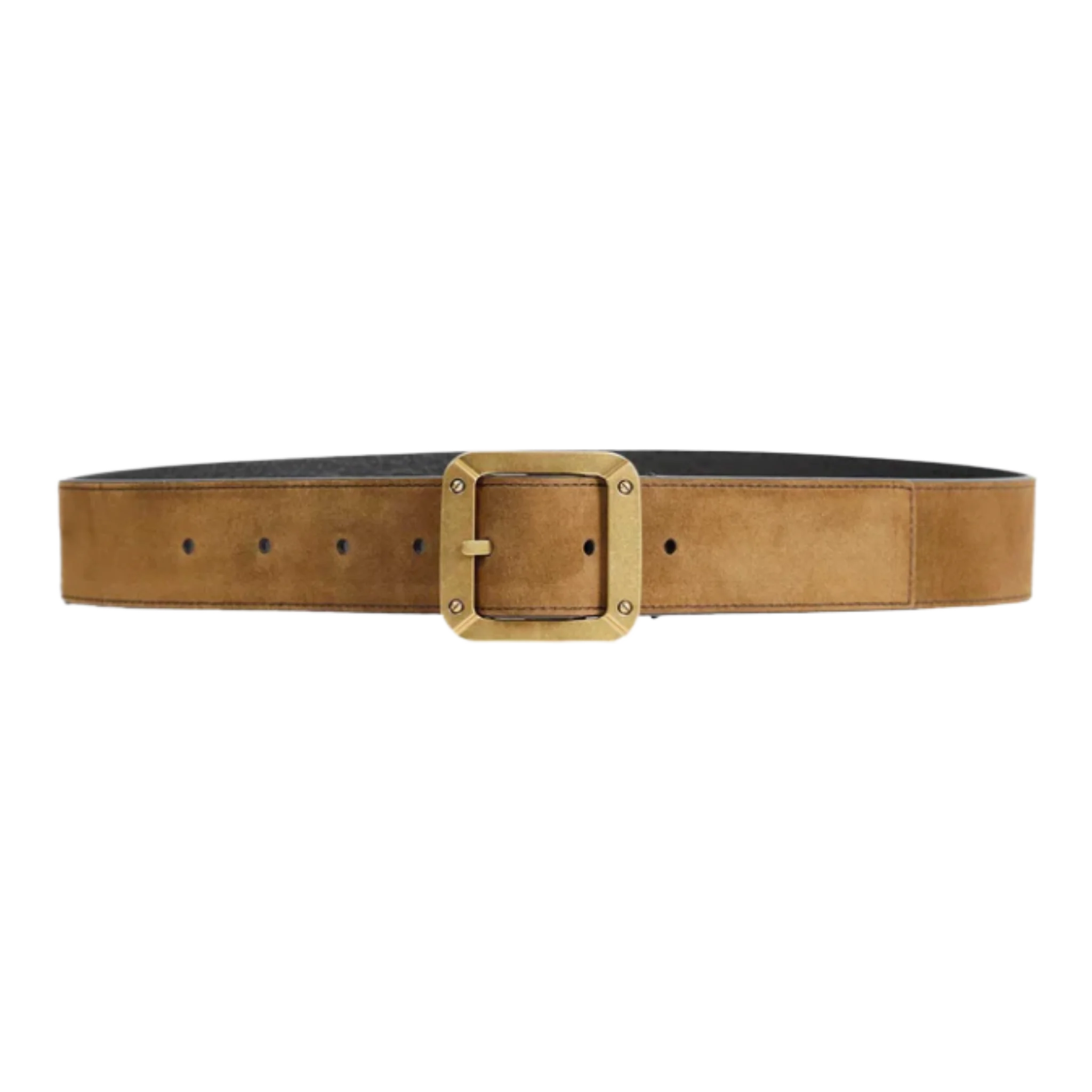 Leather Belt with Logo Buckle