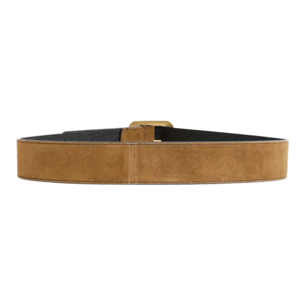 Leather Belt with Logo Buckle