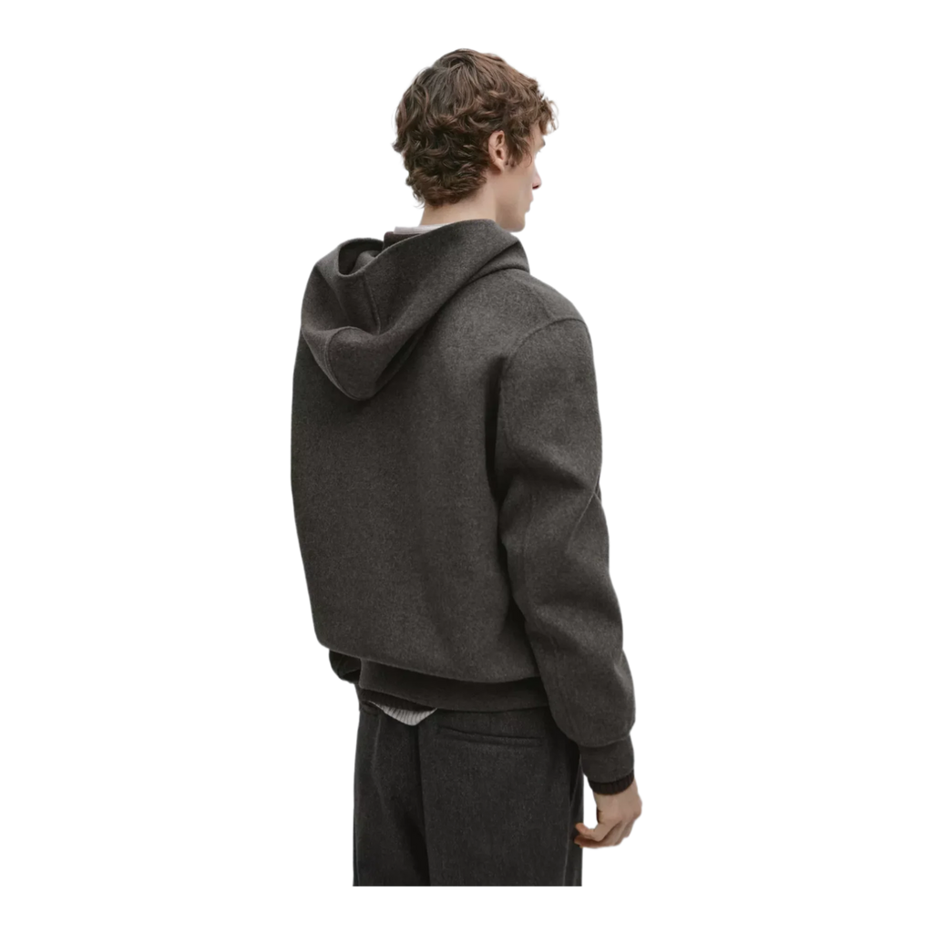 Wool blend double fabric hooded jacket