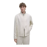 Short linen jacket with herringbone detail