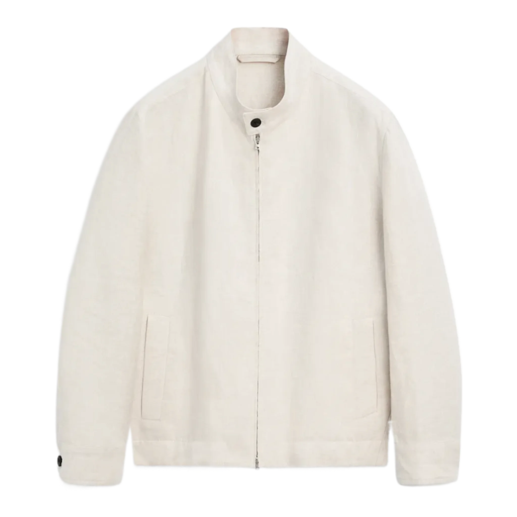 Short linen jacket with herringbone detail