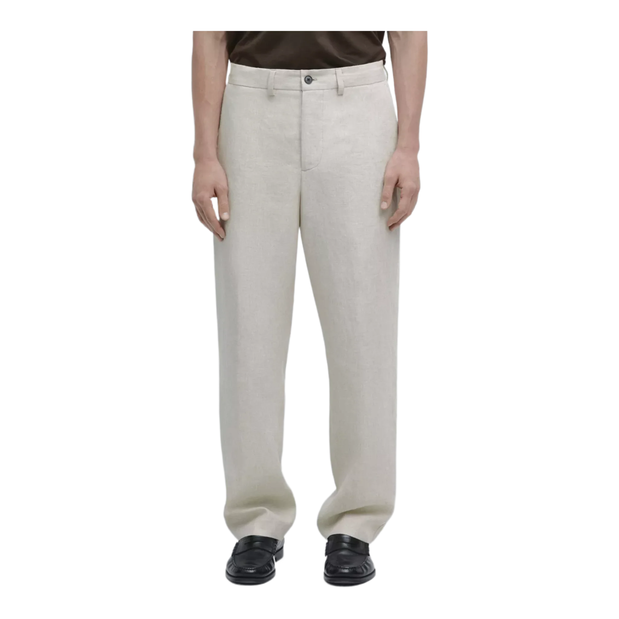 Lightweight linen trousers with herringbone detail