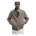 Linen Blend Bomber Jacket with Collar Detail