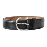 3cm Croc-Embossed Leather Belt