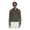 Shrunken Zip Hoodie Dark Khaki Green