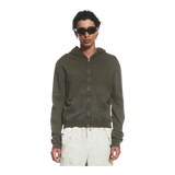 Shrunken Zip Hoodie Dark Khaki Green