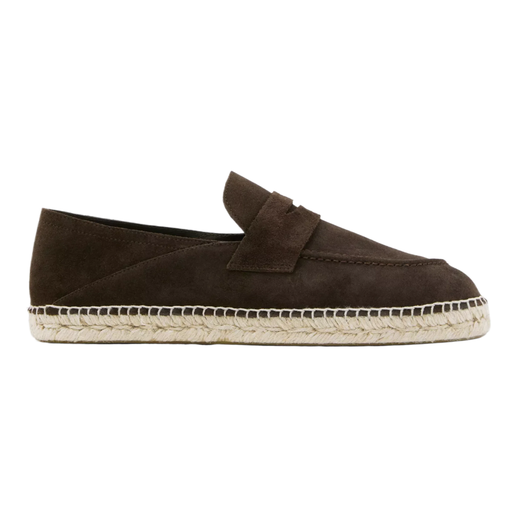 Split leather espadrilles with penny strap