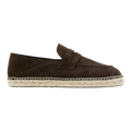 Split leather espadrilles with penny strap