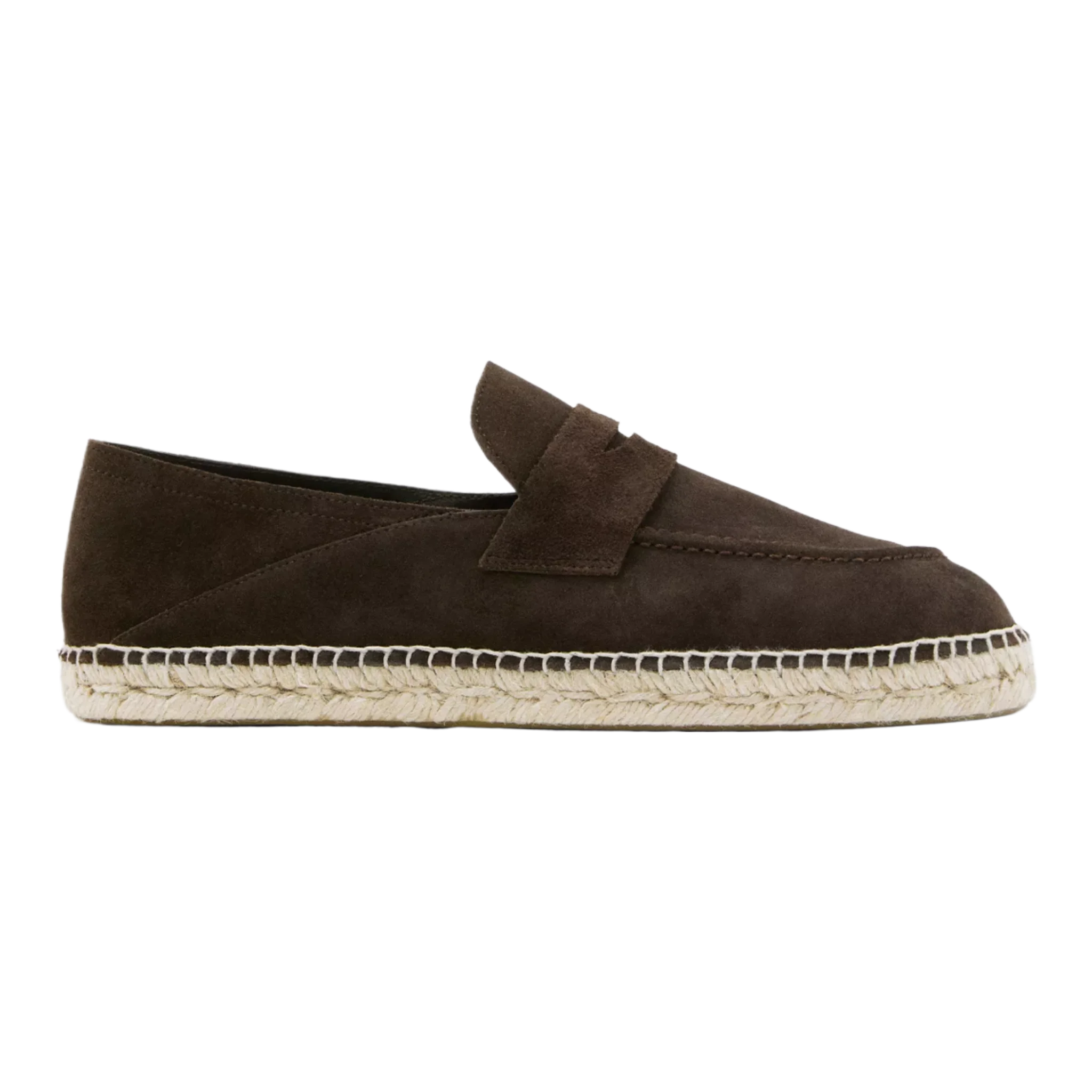 Split leather espadrilles with penny strap