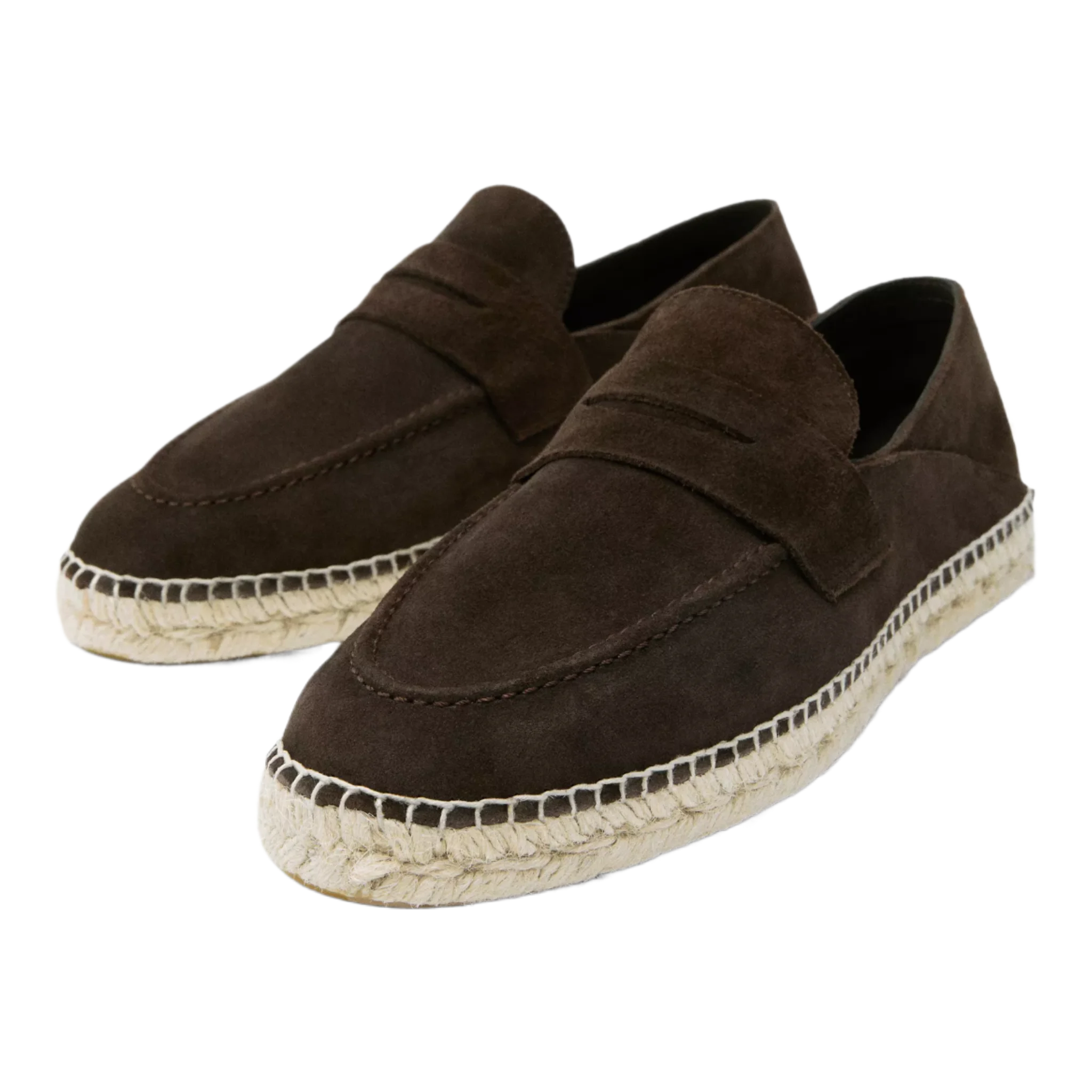 Split leather espadrilles with penny strap