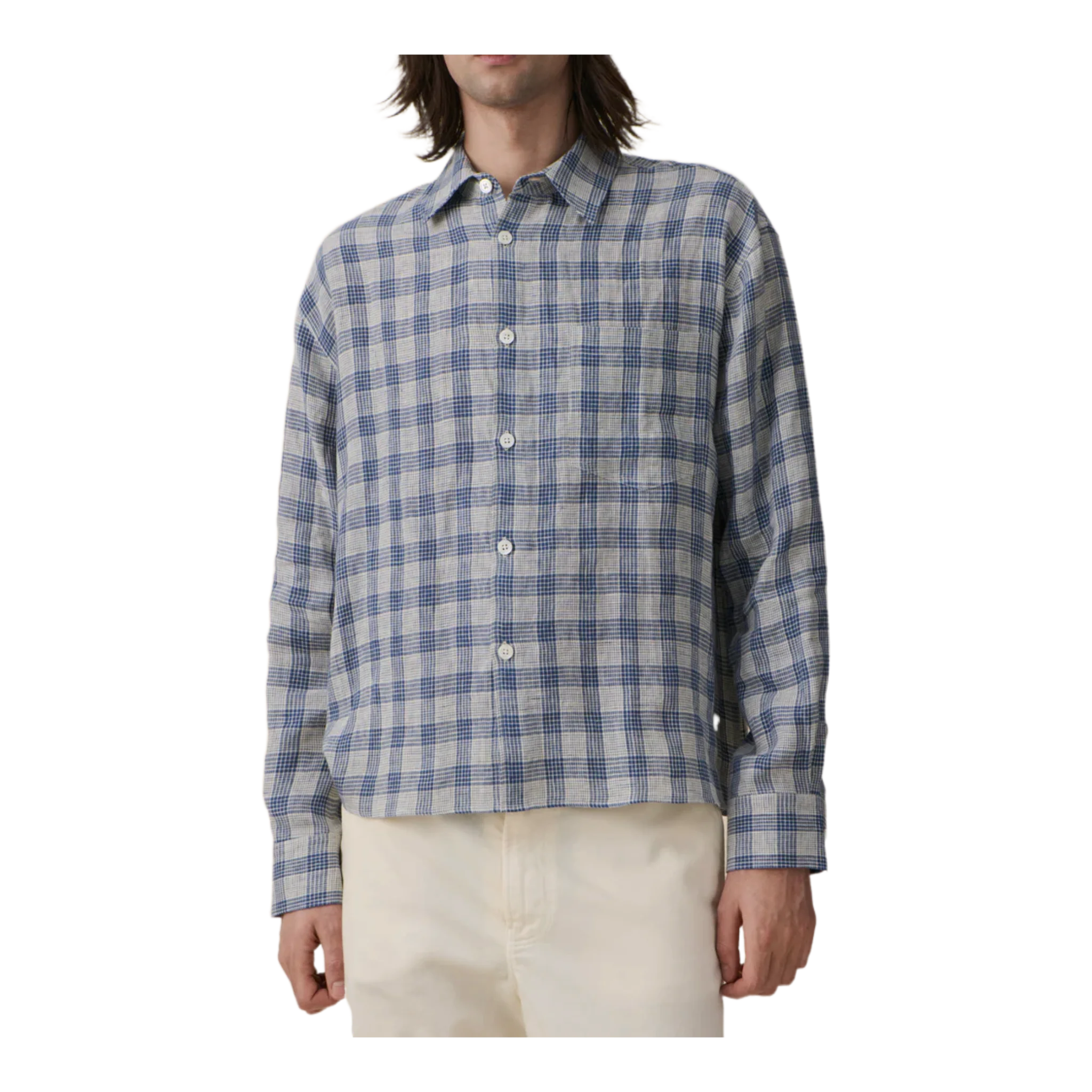 Juan Blue Check Linen Shirt