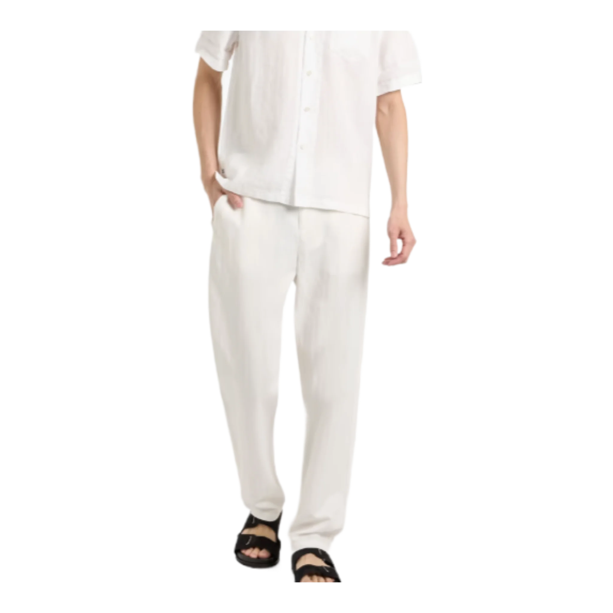 Mendes striped lyocell, linen and cotton-blend pants