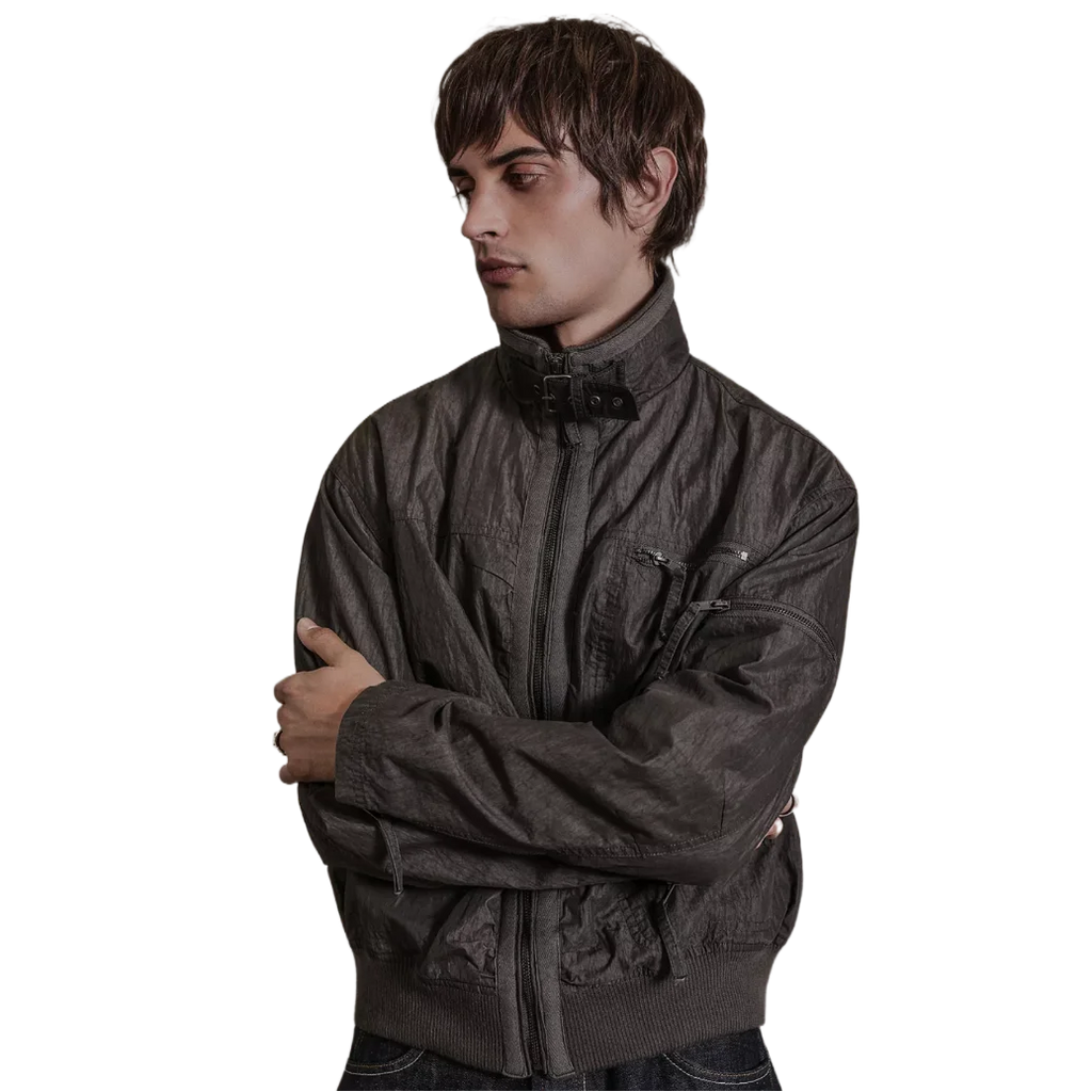 Archivis Buckled Funnel Neck Nylon Jacket