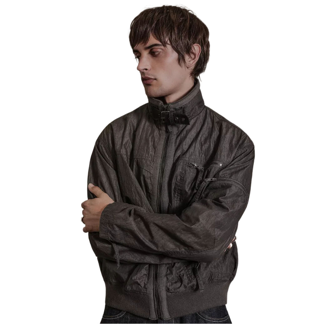 Archivis Buckled Funnel Neck Nylon Jacket