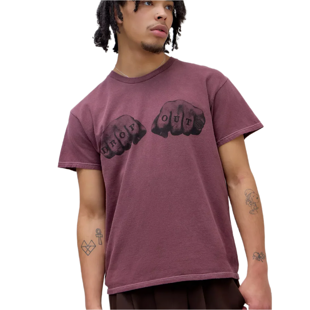 UO Burgundy Drop Out Graphic T-Shirt