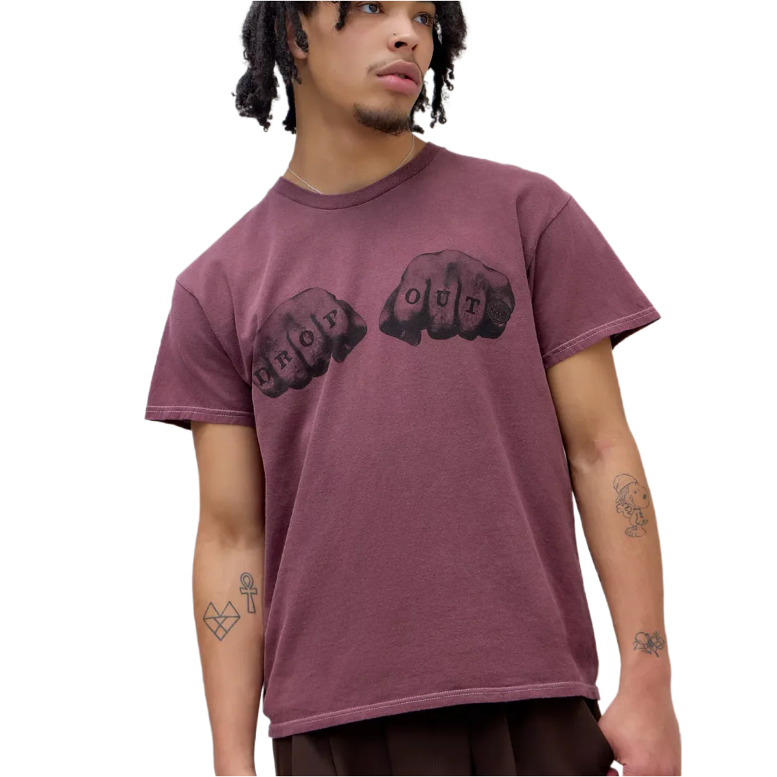 UO Burgundy Drop Out Graphic T-Shirt