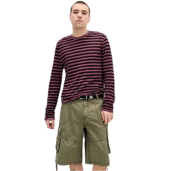 Red Stripe Grunge Long Sleeve T-Shirt