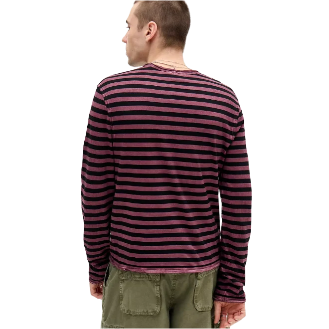 Red Stripe Grunge Long Sleeve T-Shirt