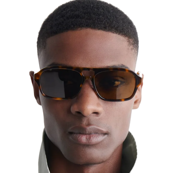 Rectangular Aviator Sunglasses Tortoiseshell Brown
