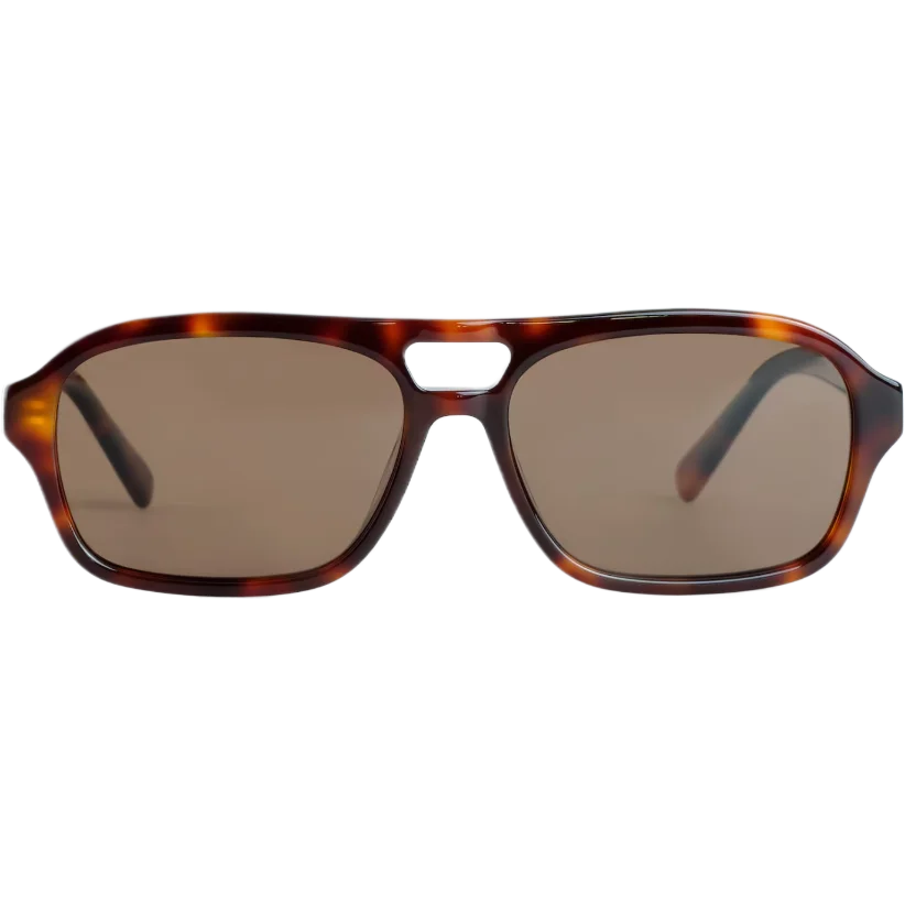Rectangular Aviator Sunglasses Tortoiseshell Brown