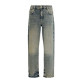 Blue Cotton Straight-Leg Jeans