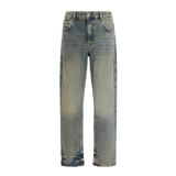 Blue Cotton Straight-Leg Jeans