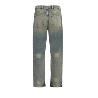 Blue Cotton Straight-Leg Jeans