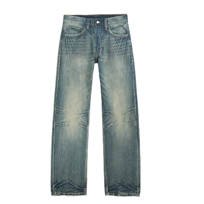 Anti Unisex Low Waist Regular Straight Jeans Hazy Blue Medium Blue