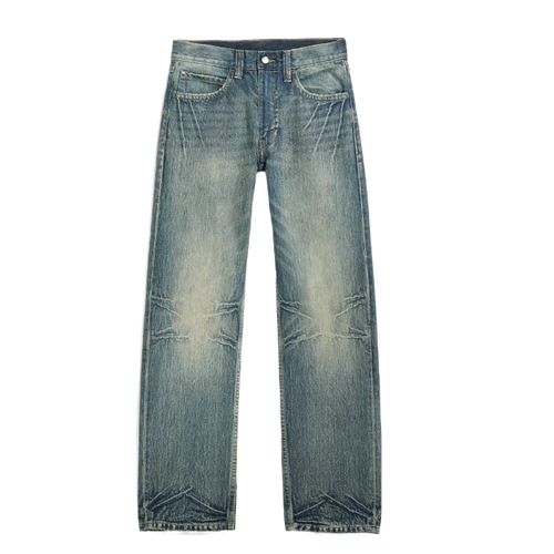 Anti Unisex Low Waist Regular Straight Jeans Hazy Blue Medium Blue