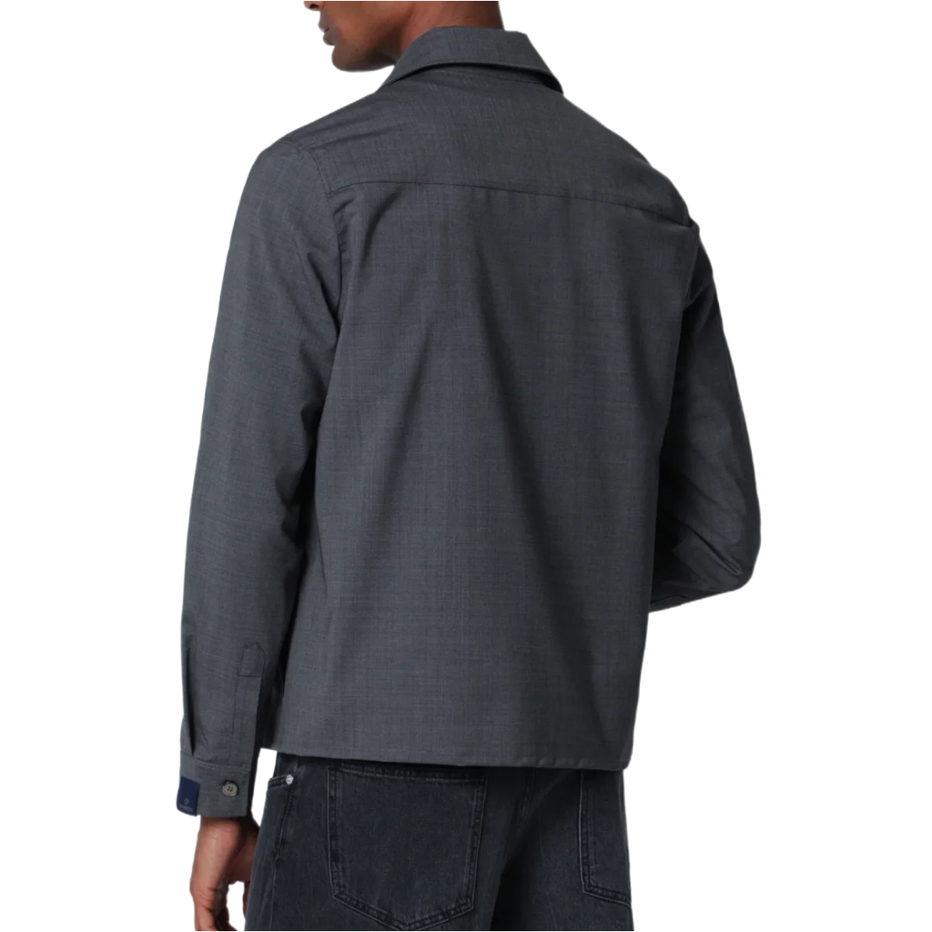 Grey Wool Blend Zip-Up Jacket