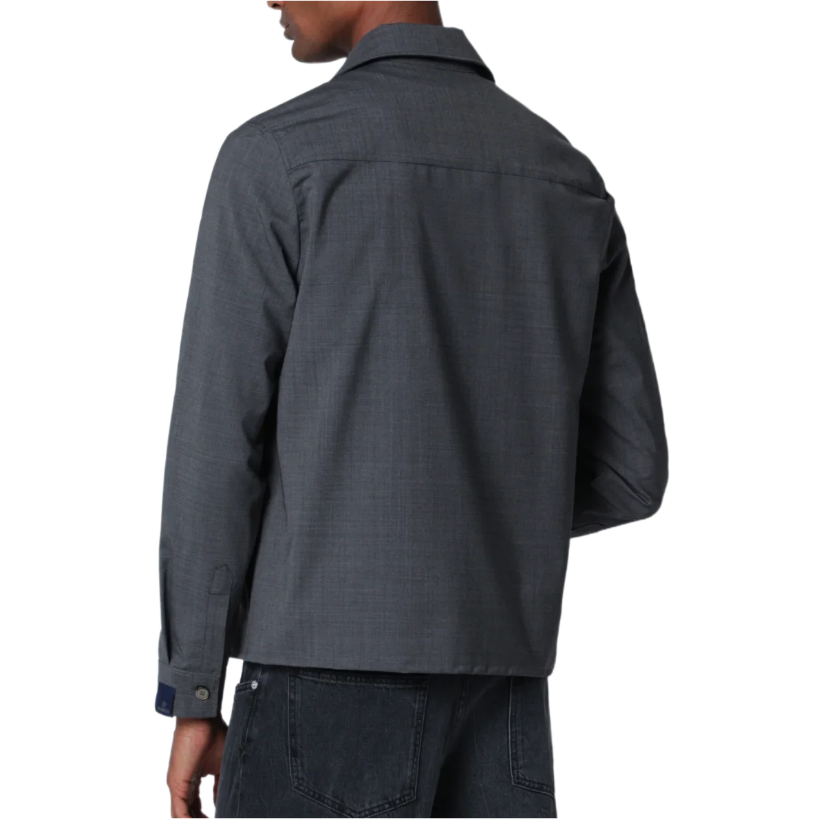 Grey Wool Blend Zip-Up Jacket