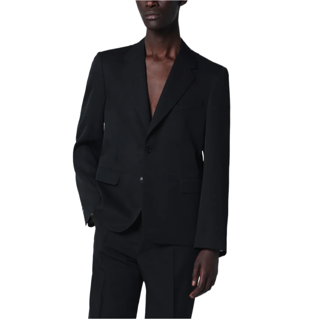 Single-breasted black wool jacket