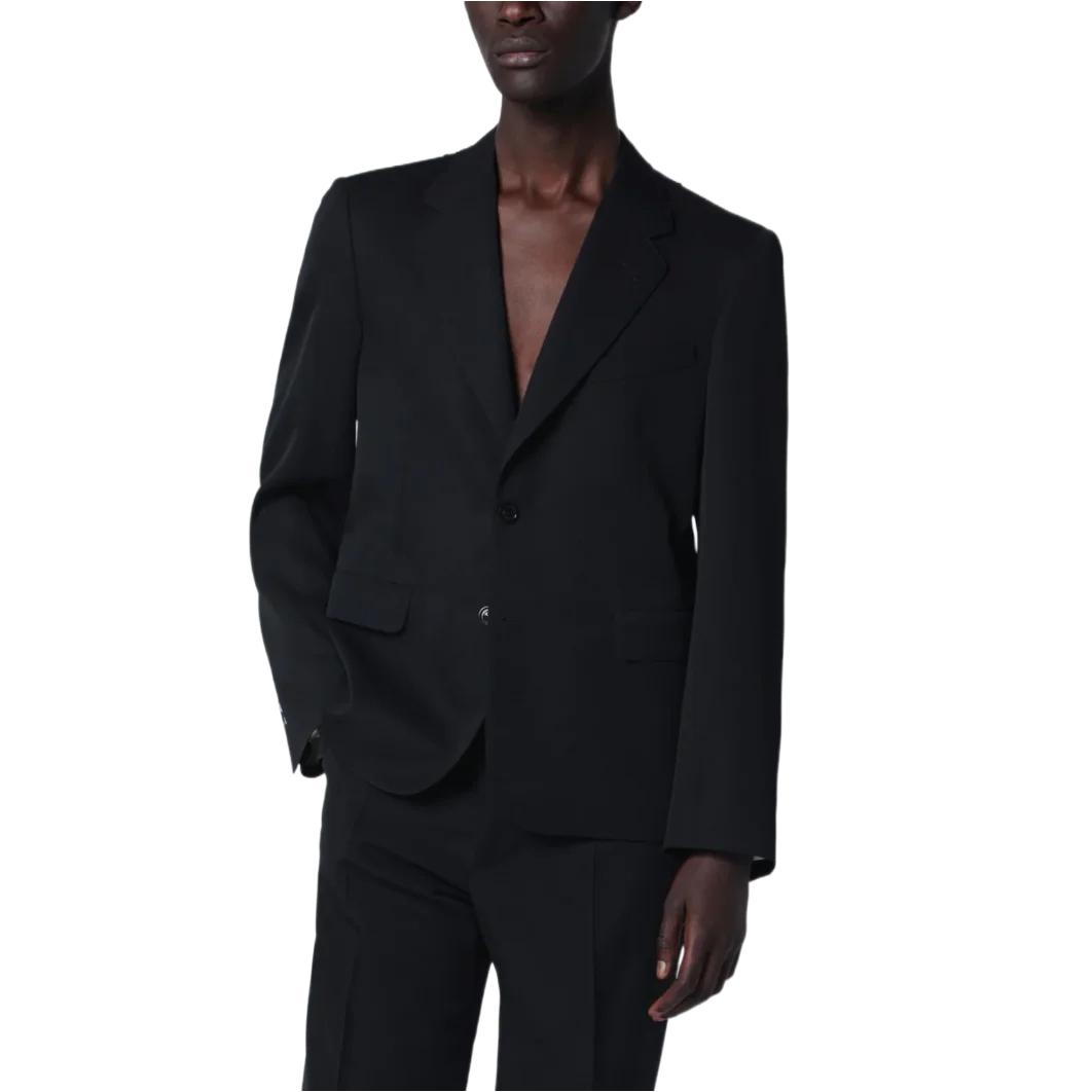 Single-breasted black wool jacket
