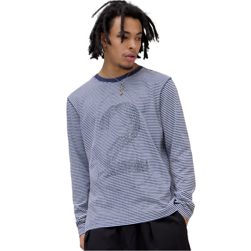 UO Exclusive Navy 62 Striped Long Sleeve T-Shirt
