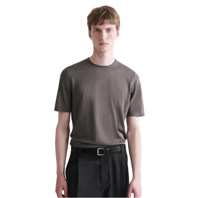 Silk and Cotton Contrast Edge T-Shirt