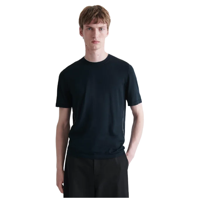 Silk and Cotton Contrast Edge T-Shirt