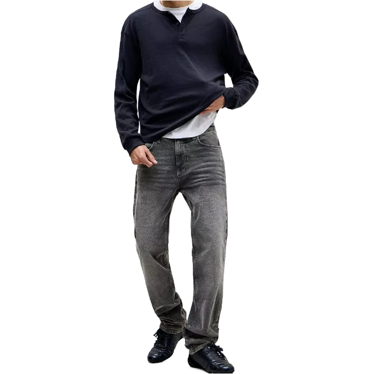 Washed Black Drainpipe Straight Leg Jeans