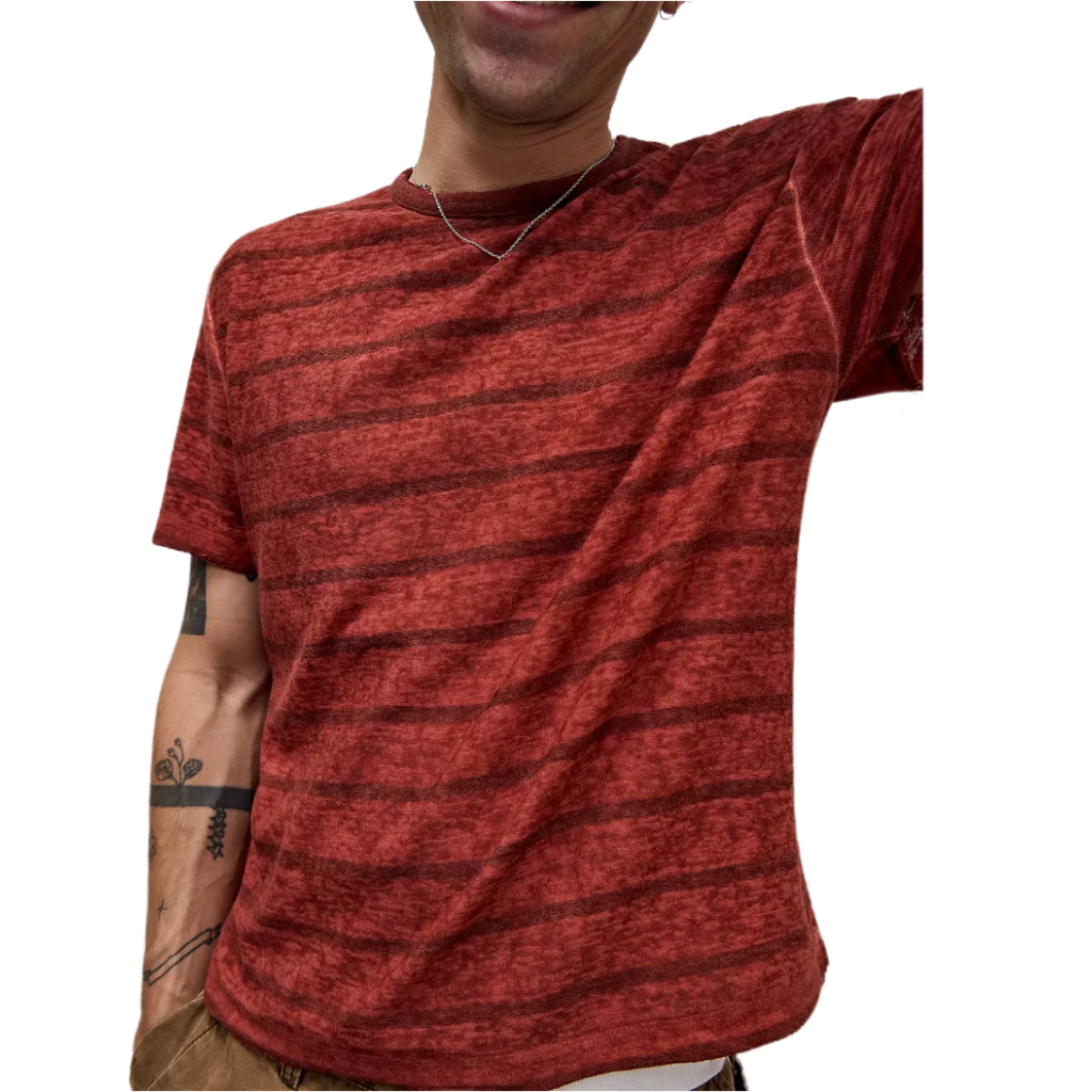 Archivis Burgundy Stripe Short Sleeve T-Shirt
