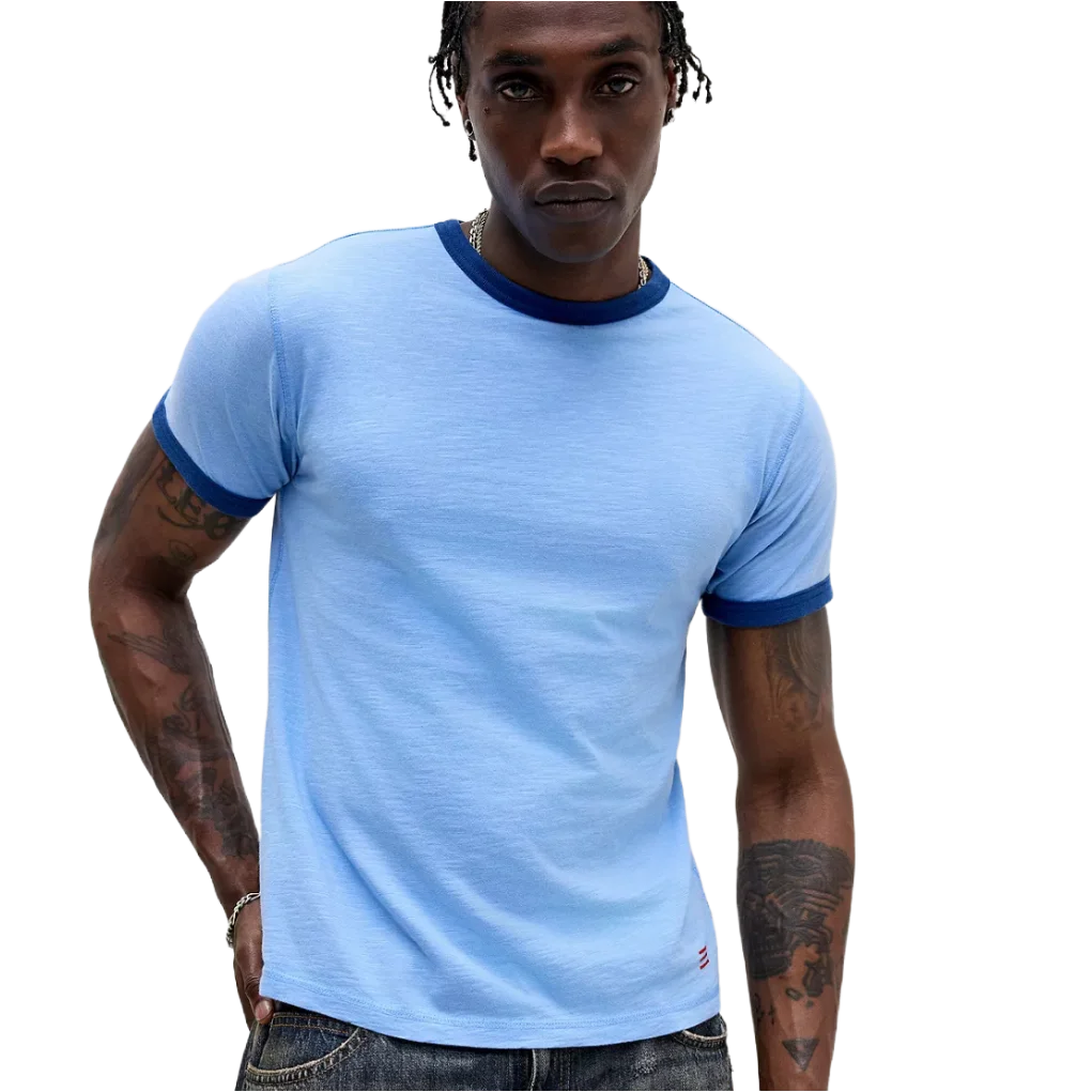 Blue Slub Ringer T-Shirt