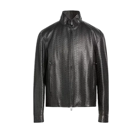 Embossed Leather Logo Jacket