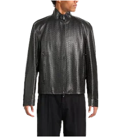 Embossed Leather Logo Jacket