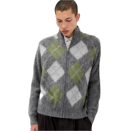 Argyle Zip-Through Knit Jumper