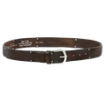 Laser-perforated leather belt with studs