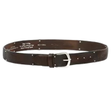 Laser-perforated leather belt with studs