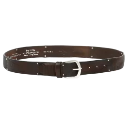 Laser-perforated leather belt with studs