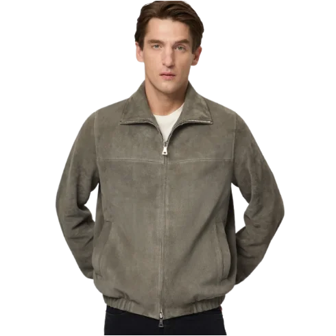 Men's Suede Bomber Jacket