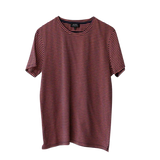 Striped Short Sleeve Crew Neck T-Shirt in Orange Cotton