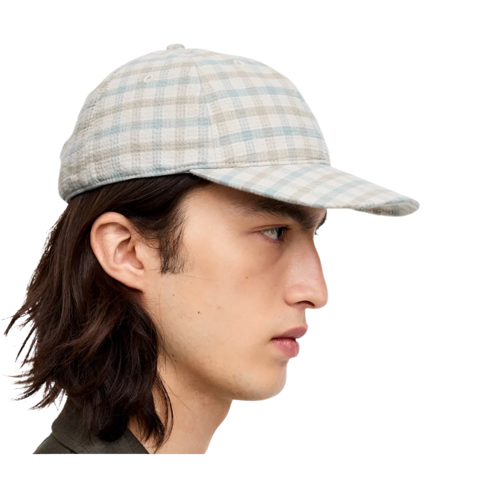 Seersucker Baseball Cap Beige Checked