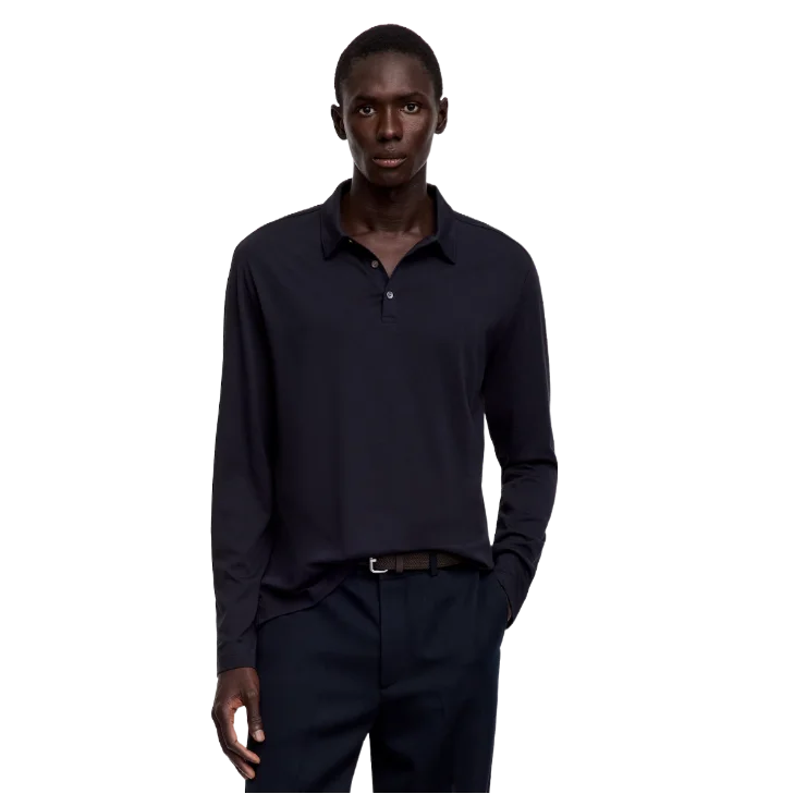 Fine-knit polo shirt