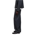 Wide Wool Blend Trousers Dark Blue